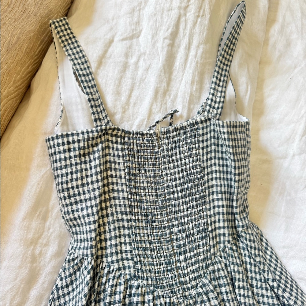 Reformation Balia Linen Blue and White Gingham Maxi Dress - Picture 7 of 8
